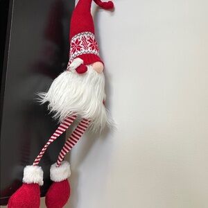 Red and White Gnome Shelf Sitter Plush Decor